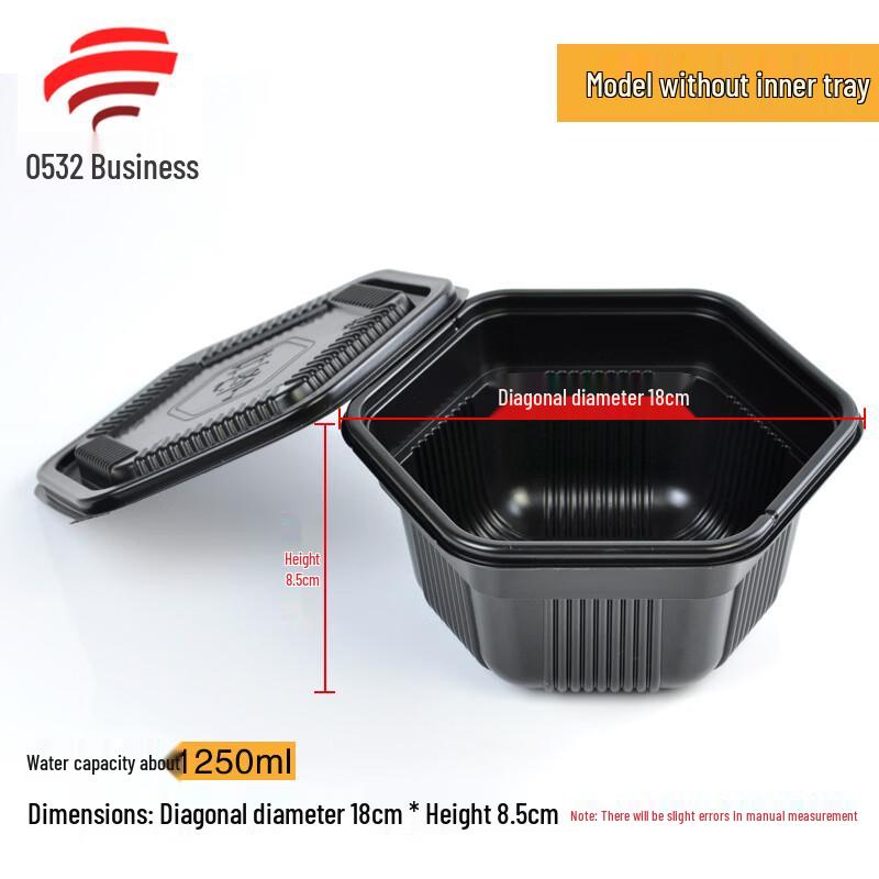 Hanyou Black Hexagonal Double-Layer Food Container