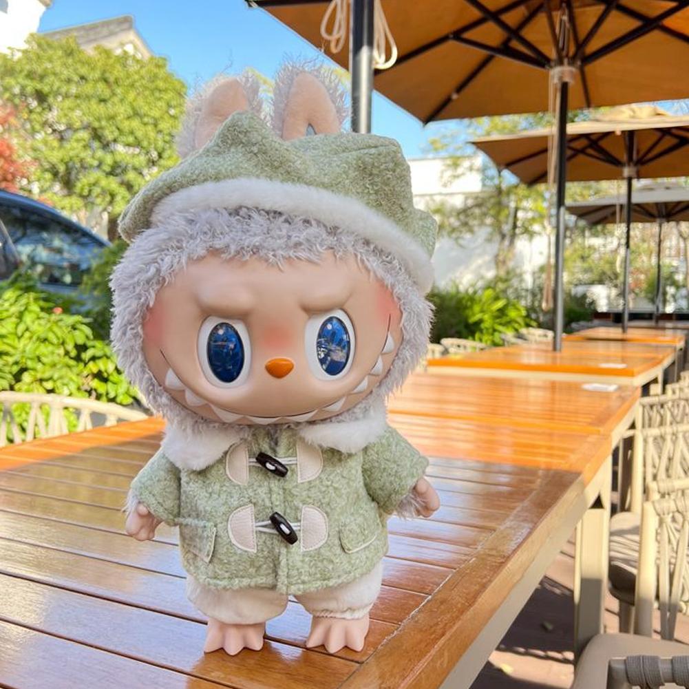 Für 38cm Labubu Puppenkleidung, modische Kleidung, Kapuzenpullover, Puppenkleidung, farblich passende Kapuzenpullover, Puppenzubehör, süße Dekoration, kleine Tücher