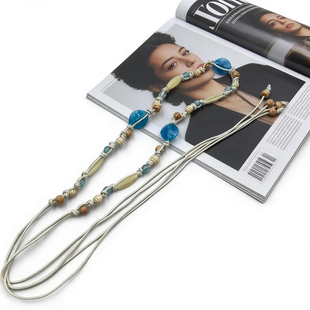 Retro Bohemian Hand-woven Agate Beaded Waist Chain for Women - Elegant Skirt Accessory