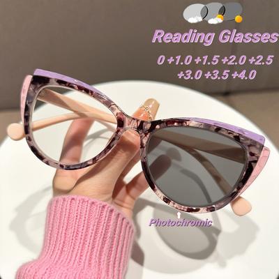 New Fashionable Cat Eye Photochromic Women's Reading Glasses Retro Neutral High Quality Versatile Presbyopia Glasses