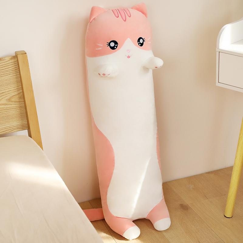 90cm-130cm Cute Giant Size Long Toy Pillow Stuffed Cat Long Throw Pillow Cushion Bed Use Home Sofa Decor Toys