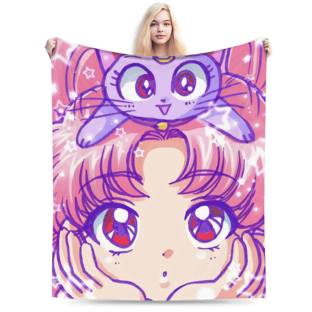 Sailor Moons Flannel Blanket Winter  Soft Durable Bedding Throws for Girls Boys Couch Bed Novelty Bedspread Sofa Bed Cover