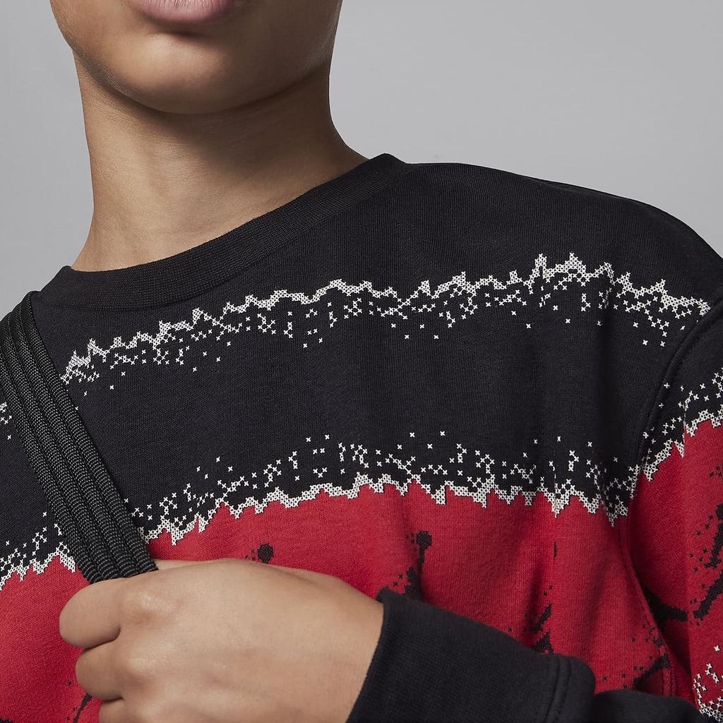 Jordan Letter Crew Neck Long Sleeve Sweatshirt Kids Tops Black FV5658-010
