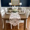 Hollow Design Embroidered Table Runner with Tassel Flower Table Mat Tablecloth  Holiday Party