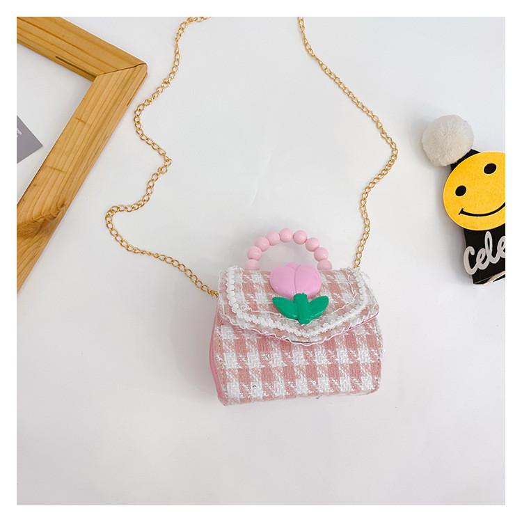 Childrens Cartoon Pattern Pu Shoulder Bag With Artificial Pearl Bow And Flower Decoration For Daily Casual Wear