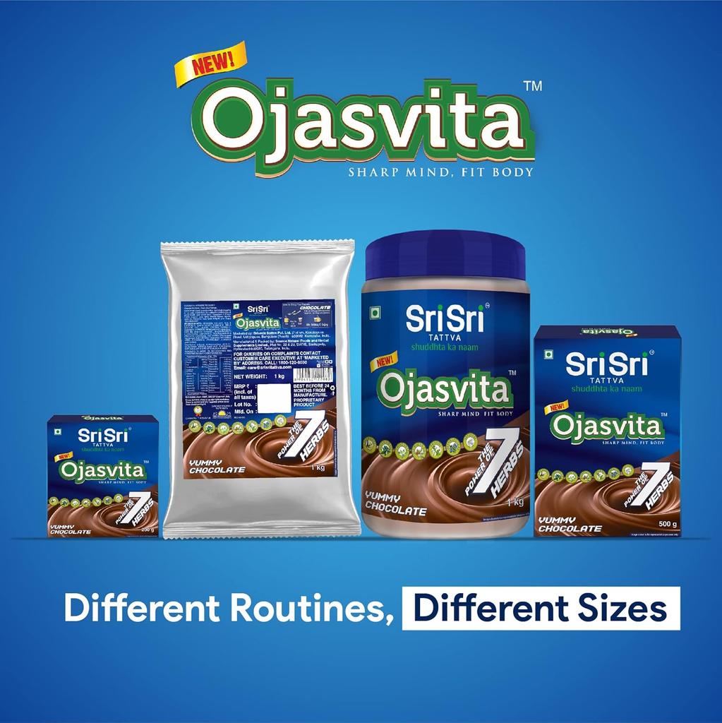 Sri Sri Tattva Ojasvita Çikolatalı Toz 500 G | Enerji, Bağışıklık ve Beyin Gelişimi İçin Çocuk Beslenme İçeceği