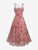 Rosegal Plus Size Floral Leaves Printed Crisscross Strappy Butterfly Buckle Decor Ruffles A Line Cami Dress