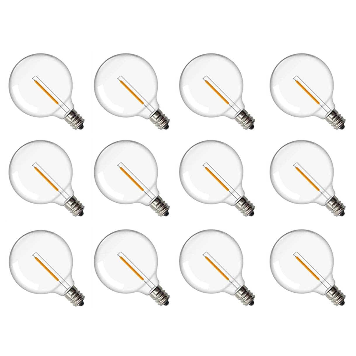 

LED Bulb G40 String Light Bulb E12 Base Filament Light Bulb Color PC Material Damage Resistant Small Edison Light Bulb Energy Saving Pack of 12