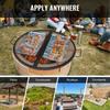 X-Marks Fire Pit Grill Grate, Foldable Round Cooking Grate, Heavy Duty Steel Campfire BBQ Grill Grid with Handle and Support X Wire, Portable Camping