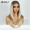 Elegantní syntetické paruky s krajkou vpředu pro ženy 13x3 Rovná krajková paruka Předvytrhaná vrstvená paruka Ombre blond hnědá bílá Cosplay paruka
