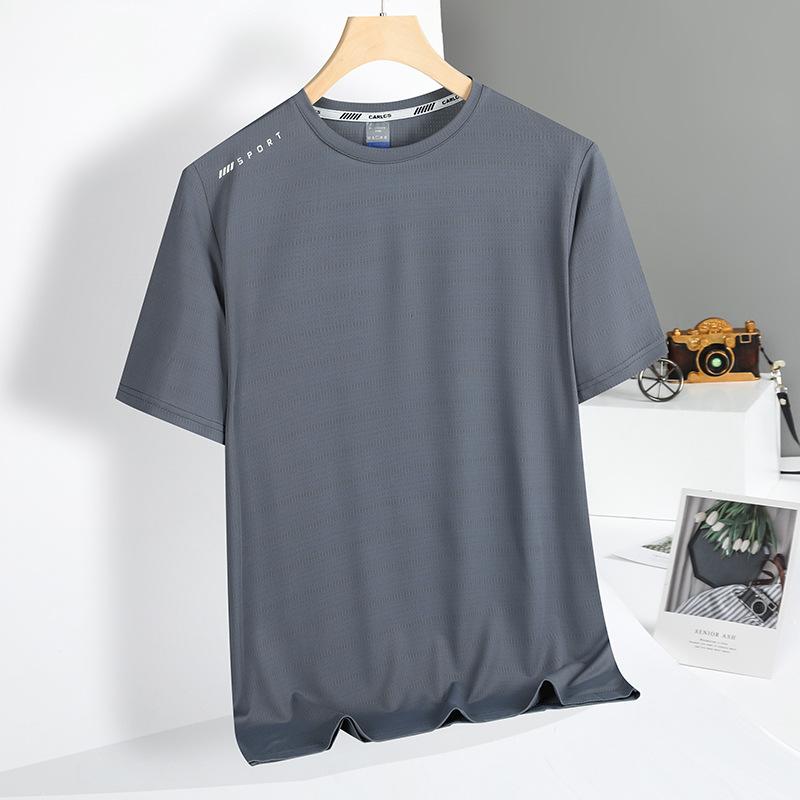 Men's Oversized Plus Size 5XL Summer Ice Silk Quick Dry Sports Basketball Tops Blouse Short Sleeve T-shirts Sportswear