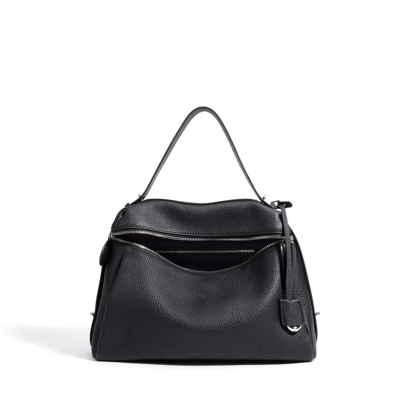 New leather office worker commuter handbag first layer cowhide light luxury design sense niche women's messenger bag