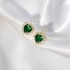 Heart-shaped Necklace Green Zircon Jewelry Sets for Women Exquisite Crystal Pendant Chain Women's Earings Wedding