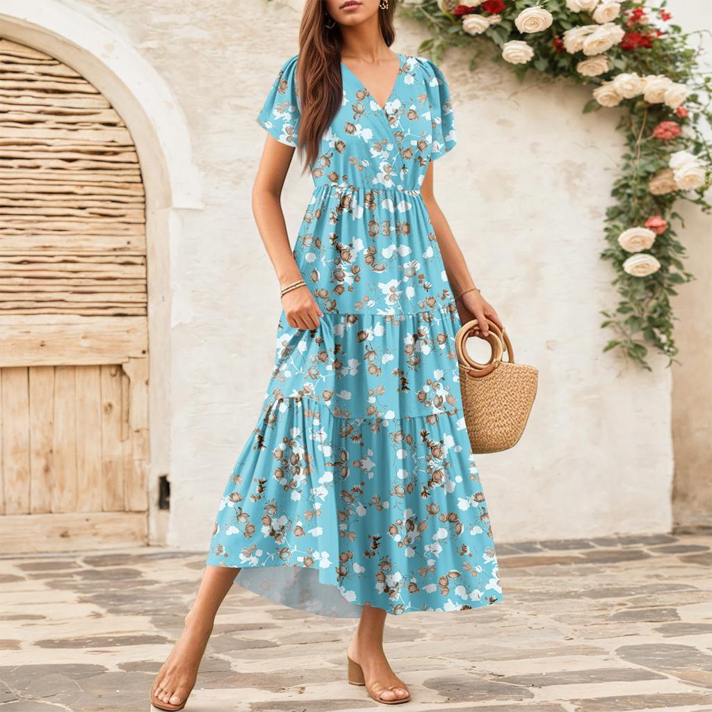 Women's Flowy Dresses Women's Summer Dresses Casual Short Sleeve Maxi Dresses Formal Maxi Dresses