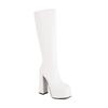 Krazing Pot PU Autumn Winter Shoes Super High Heels Stone Patterns European Design Platform Keep Warm Thigh High Boots