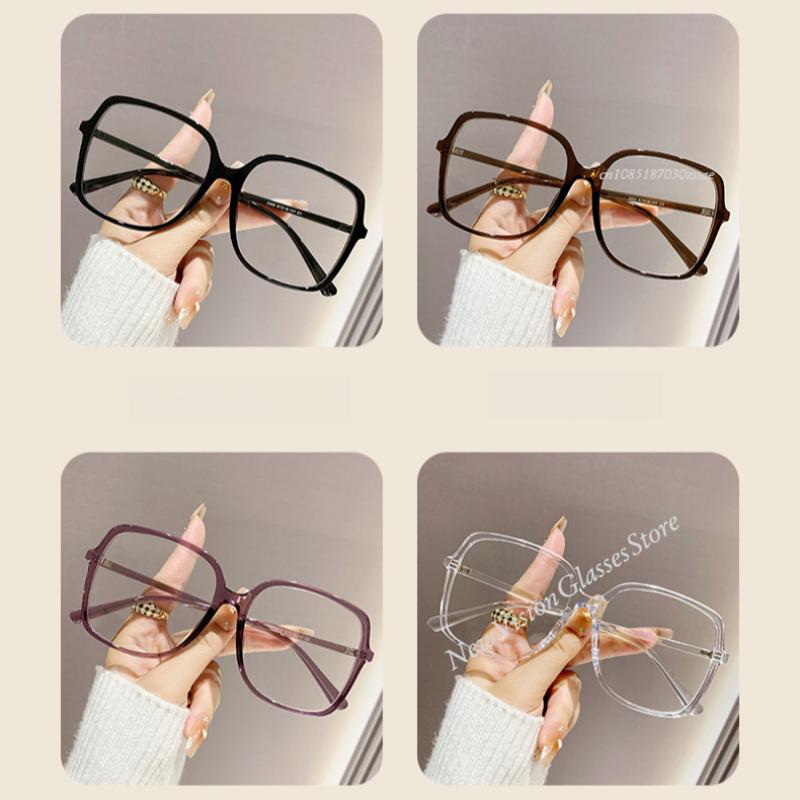 Fashion Oversized Square Eyewear Retro Women'S Anti-Blue Light Bloking Metal Frame Glasses Trend Optical Computer Eyeglasses