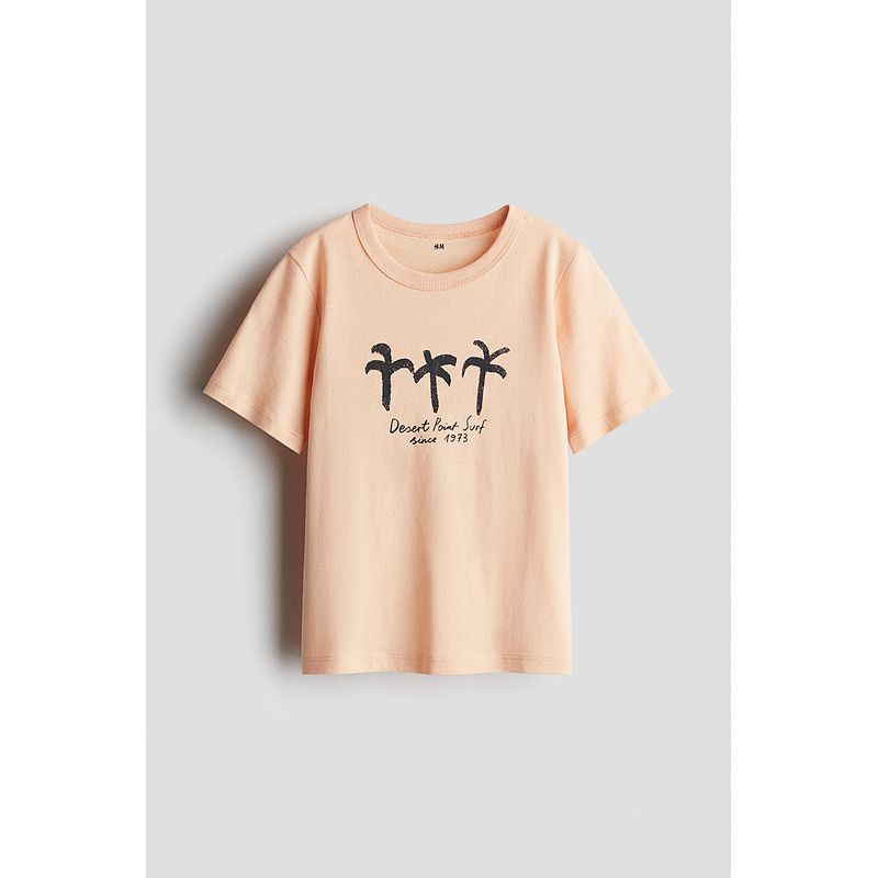 

HM Children s Clothing Boys T-shirt 2025 Summer New Arrival Cute Print Cotton T-shirt 1144985 Peach pink/Desert Point Surf 150/76(10-12Y)