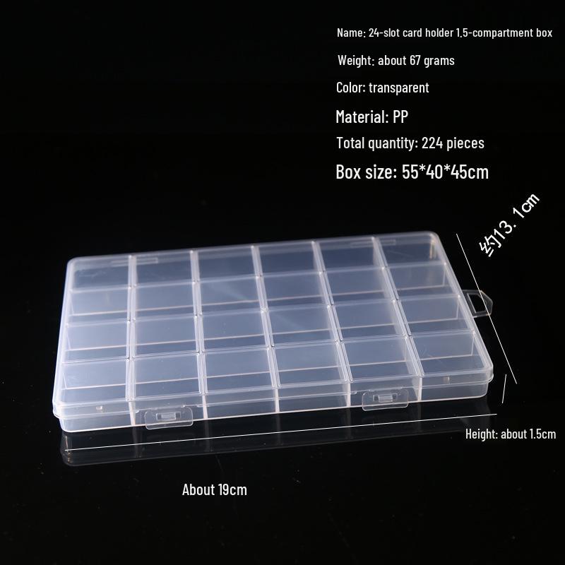 Transparent Storage Box for Electronics, Jewelry, Tools, Plastic Parts, and Fishing Tackle with Large Fixed Grids