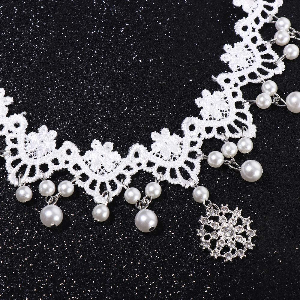 Selling Women's Gothic Chain Jewelry Steampunk Style Lace Multilayer Beads Necklace Choker White