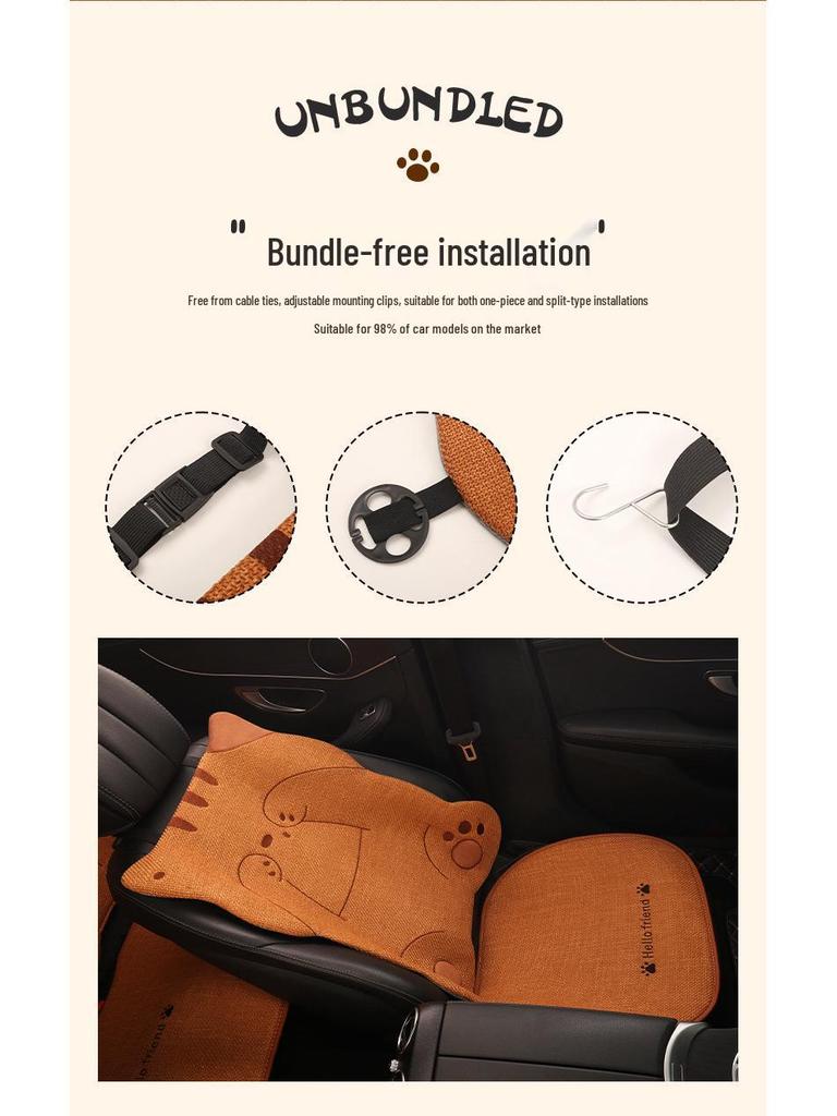 Cartoon Cute Girl Shy Cat Car Seat Cushion for All Seasons, Fits Volkswagen Golf, Bora, Sagitar, Tharu.