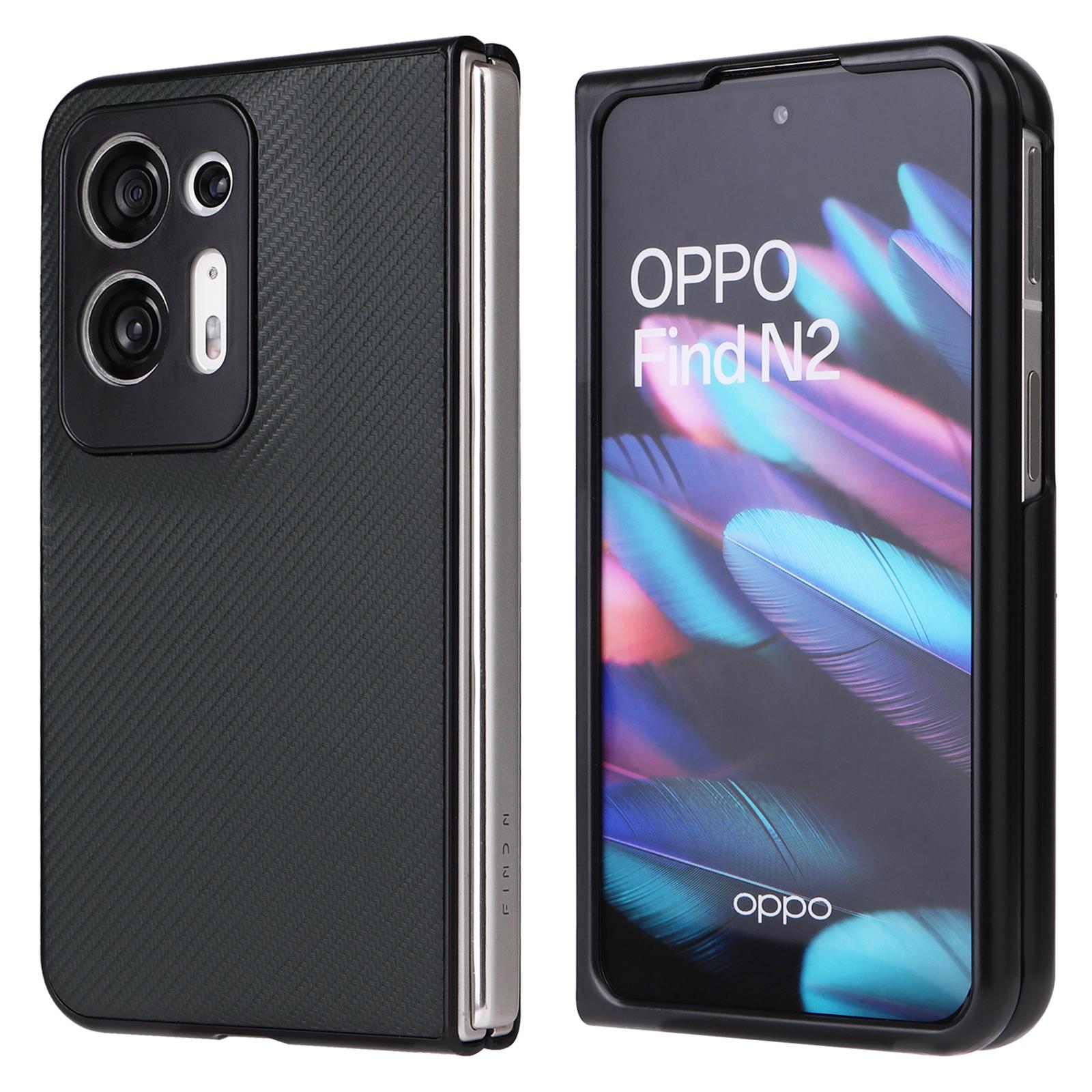 

Для Oppo Find N2 5G Защитная задняя крышка телефона от царапин Противоударный чехол для мобильного телефона из ПУ кожи+ПК Dark Green