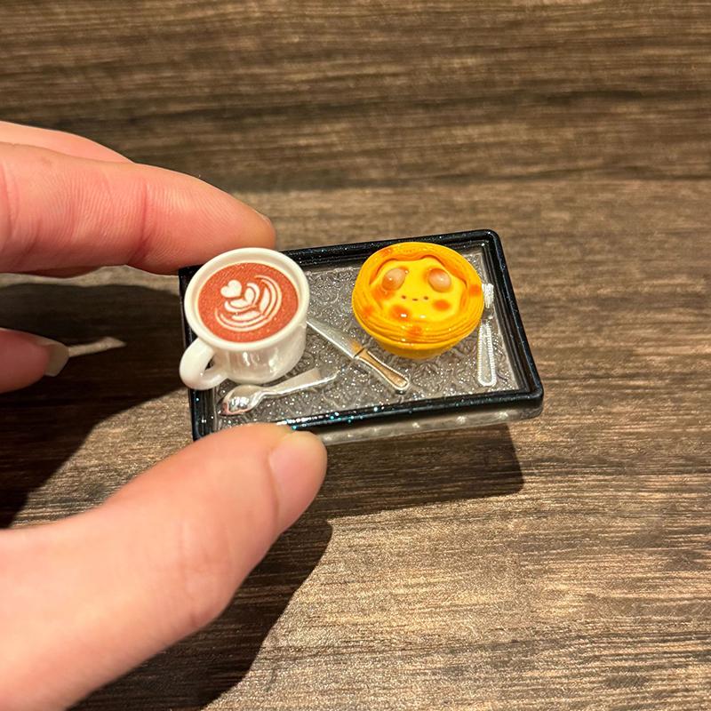 

Миниатюрный кукольный домик Пудинг Яичный тарт Кофейный поднос Набор Модель Кукольный домик Ширма Аксессуары Игрушки as the picture