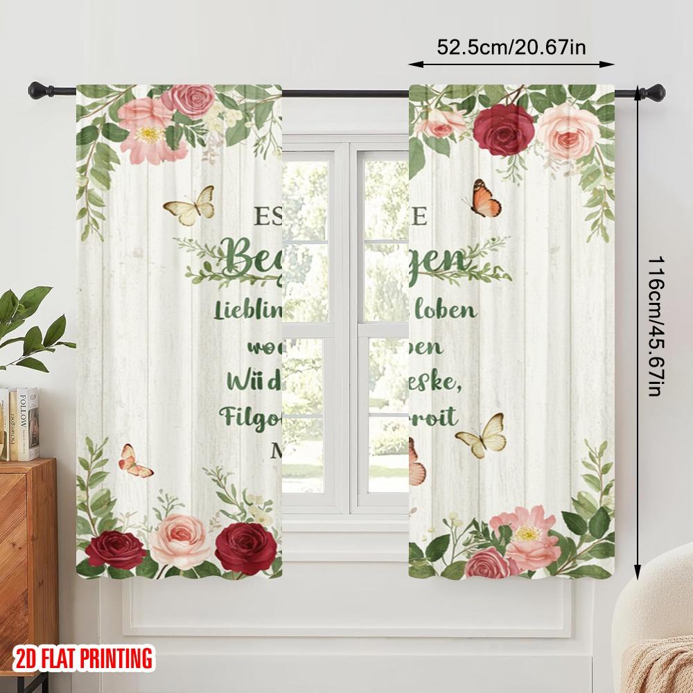 2pcs 2D Flat Printing Curtains Encounters Loved Ones Make Life Worth Fabric Without Electricity Festive Holiday for All Season