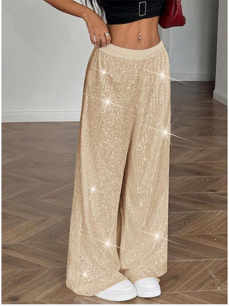 Frühjahr/Sommer 2026 High-Waist Pailletten Hose Locker Fließend - Damenmode Kollektion