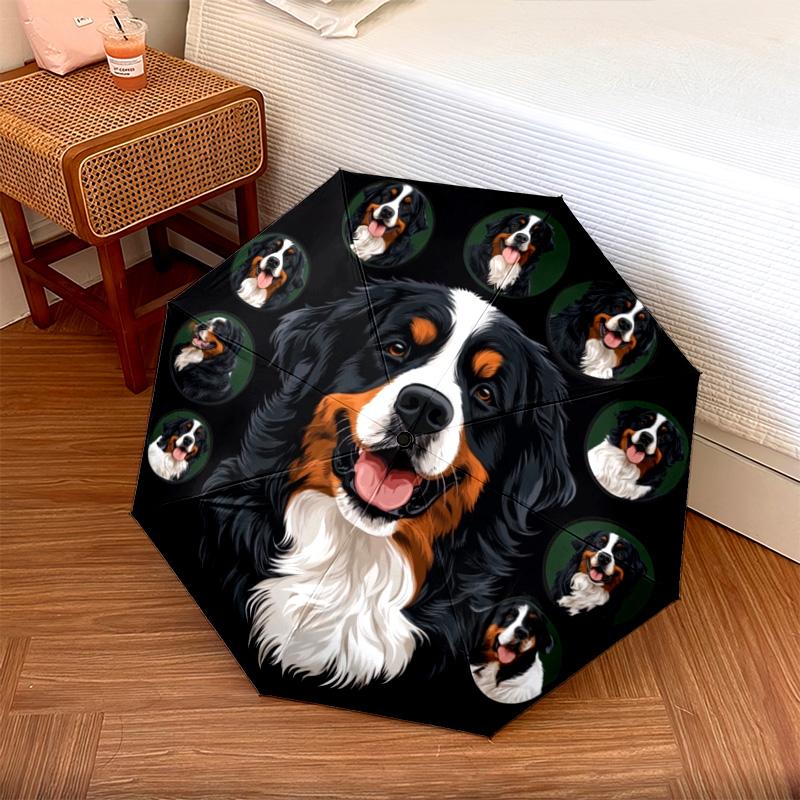 

1 PC Automatic Folding Umbrella - Bernese Mountain Dog2 Pattern, Portable & Foldable Design with 8 Ribs, Christmas Birthday Gifts