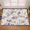 1PC, 2PC, 3PC Non-Slip Rubber-Backed Flannel Floor Mats, Floral Watercolor Print Doormat, Durable, Stain-Resistant, Washable, Suitable Living Room, Be