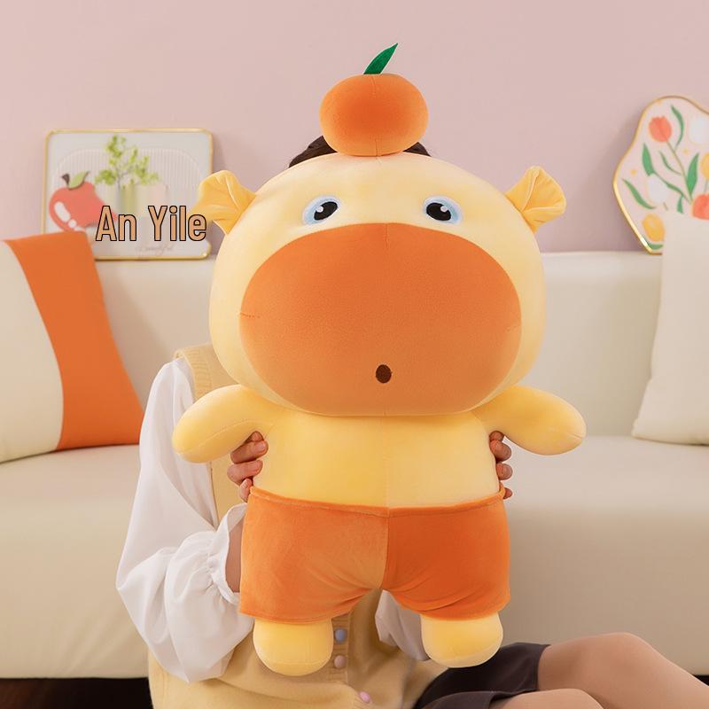 Cute Orange Capybara Plush Doll Pillow - Soft Hugging Toy Gift for Girls and Kids