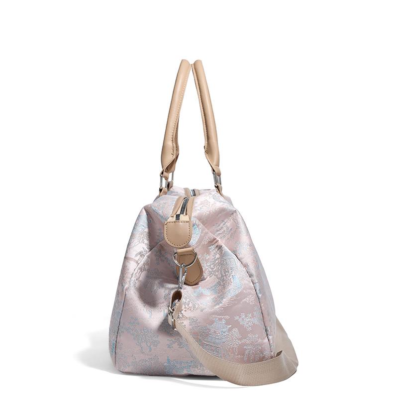 Short Distance Large Capacity Luggage Bag Women's Retro Print Travel Bag with Dry Wet Separation