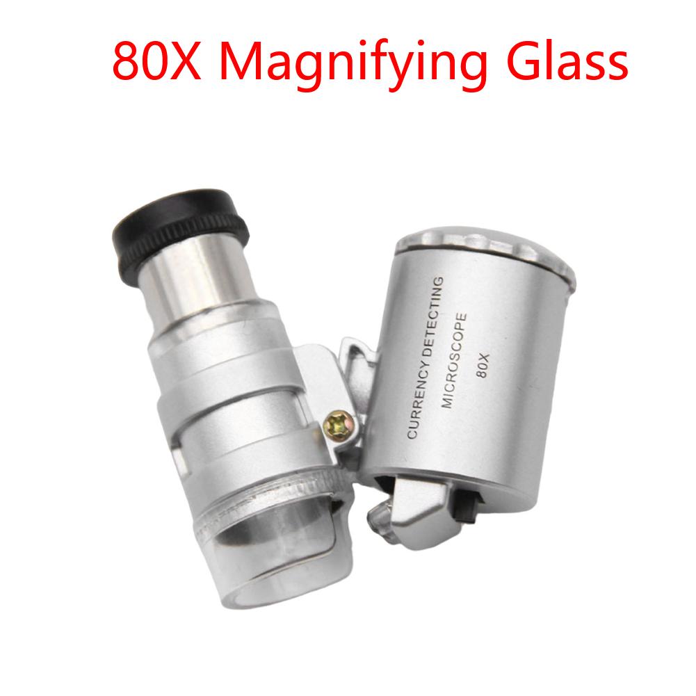 Mini Pocket Microscope UV Magnifier Folding Jewelry Microscope Illuminated Adjustable Jeweler Loupe Magnifying Glass