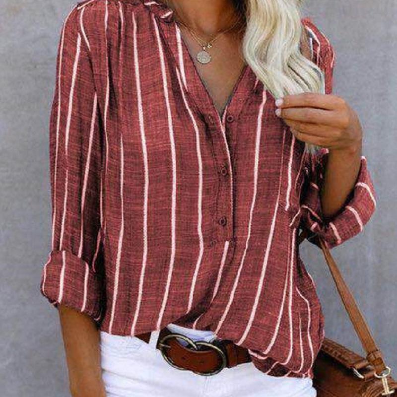 Camicie Oversize da Donna Moda Casual Larghe a Righe Camicie Donna Autunno Bluse Morbide Vintage Eleganti Giovani Femminili
