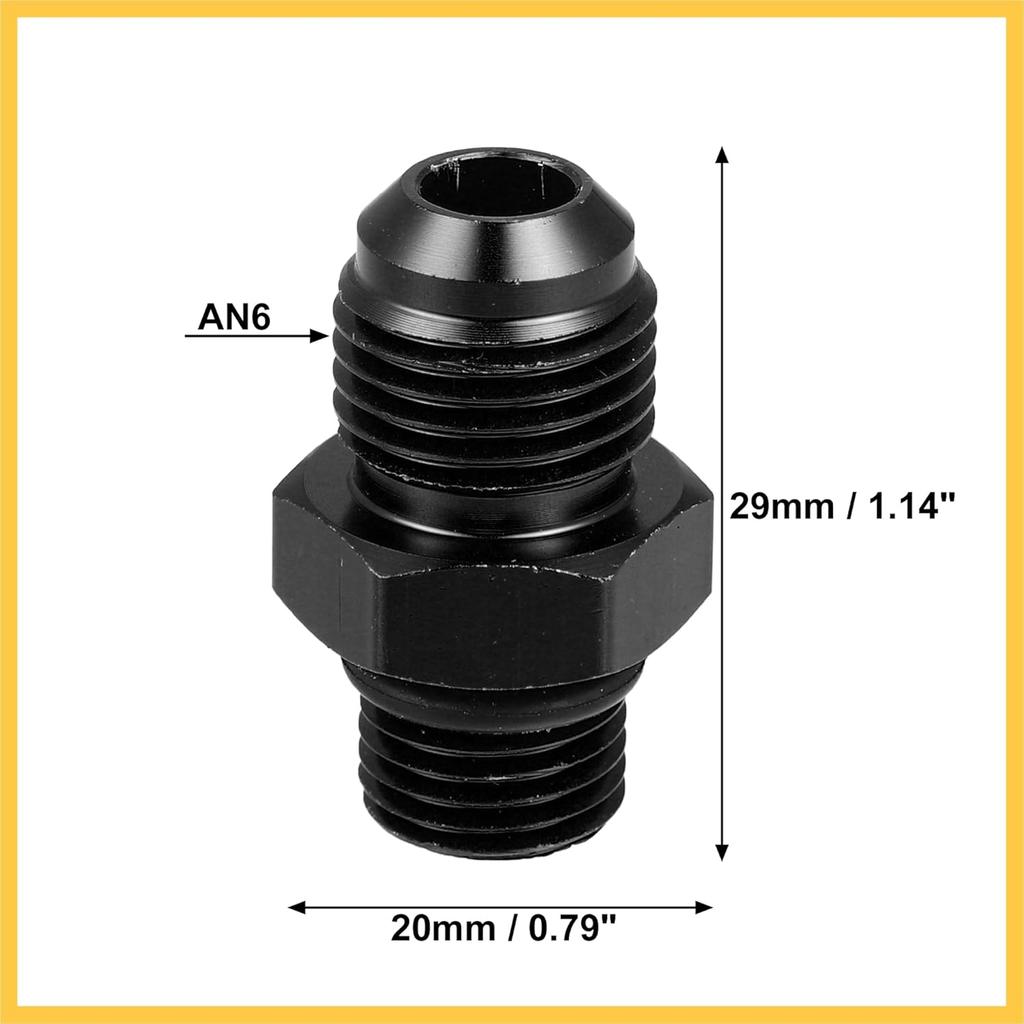 2pcs Black 6AN Male to M12 x 1.25mm Thread Tube Hardline Fuel Line Adapter Oil Gas Pipe Fitting Auto Replacement Parts