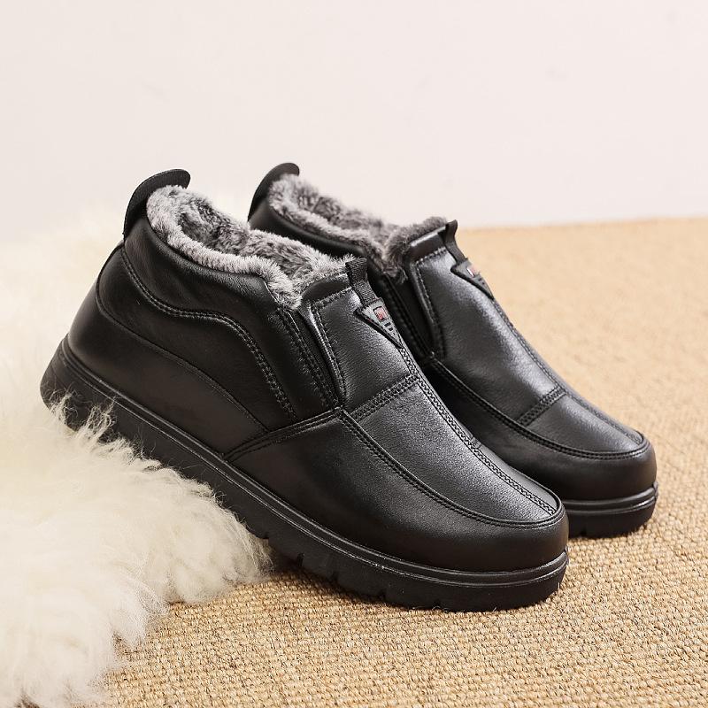 

Флис для тепла пожилые повседневные мужские хлопковые туфли Флис утолщенный нескользящий удобный однопедальный сноубутс 39