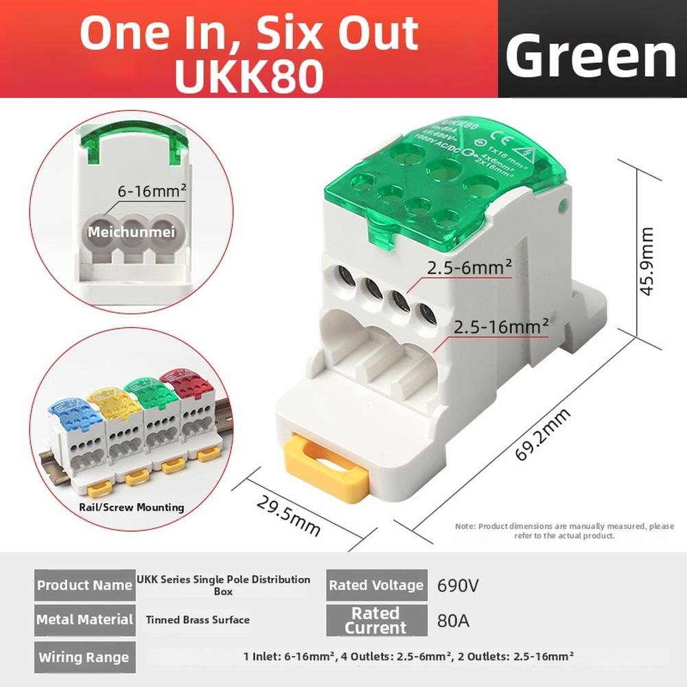 For DIN Rail Systems Terminal Connector Power Junction Box For Power Distribution Systems As Shown 1-channel Input