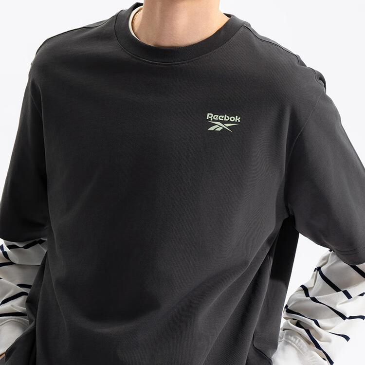 Reebok American Style Comfortable Versatile Casual Loose Fit Round Neck Short Sleeve T-Shirt Unisex Tops Charcoal-Black 24SRM433UGH1