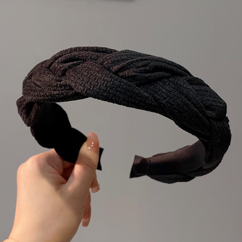 

Корейський стиль високий пучок плетений обруч: Шикарний, Універсальний, Зовнішній Аксесуар для Волосся для Жінок чорний