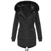 2024 Winter Hooded Drawstring Mid-Length Cotton Coat with Pockets and Zipper