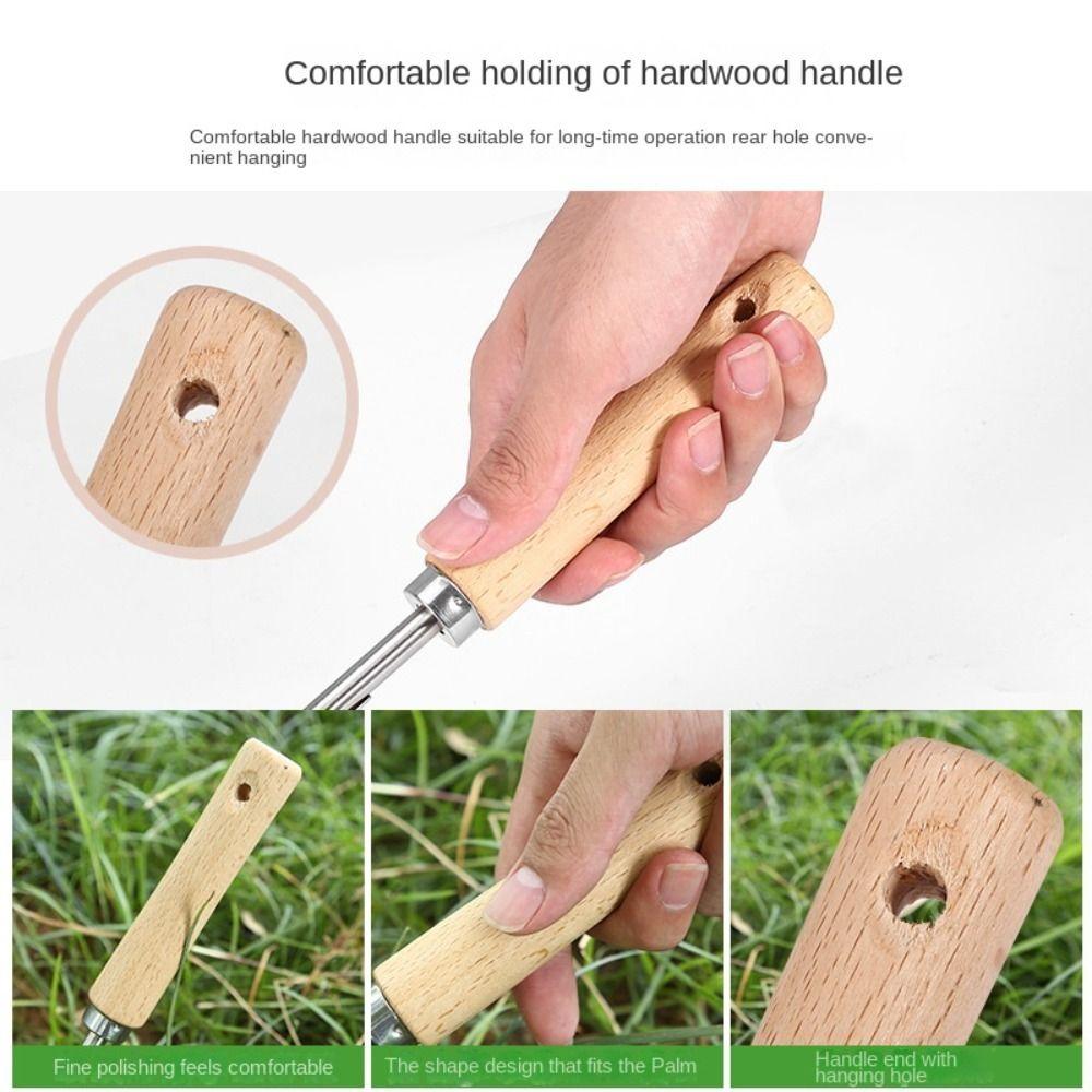 Unealtă manuală de grădinărit cu mâner de lemn, pentru îndepărtarea buruienilor și a păpădiilor, unealtă pentru gazon