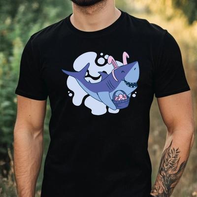 Herren Lustiges Hai-Print Baumwoll-T-Shirt Größe XS bis 5XL-