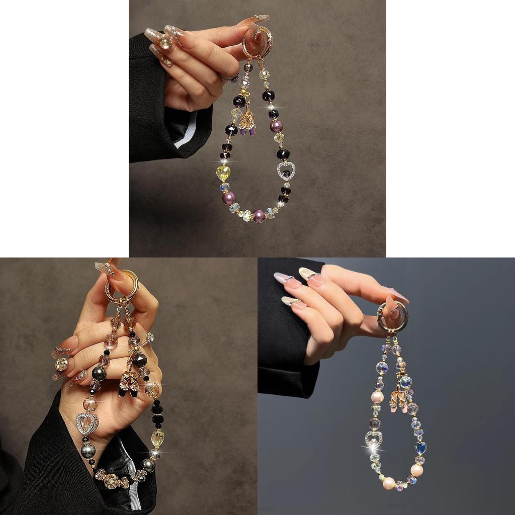 Pvc Water Crystal Ballet Shoe Phone Chain With Heart Pendant For Women And Men