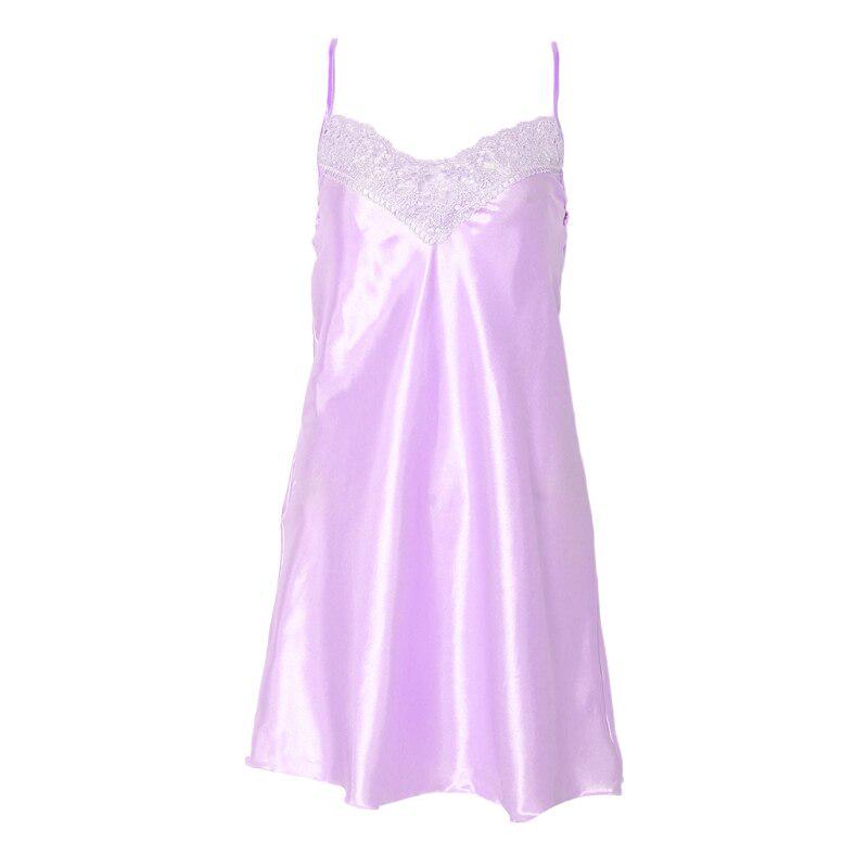 Cămașă de noapte rece de mătase de gheață pentru femei, cu decolteu în V