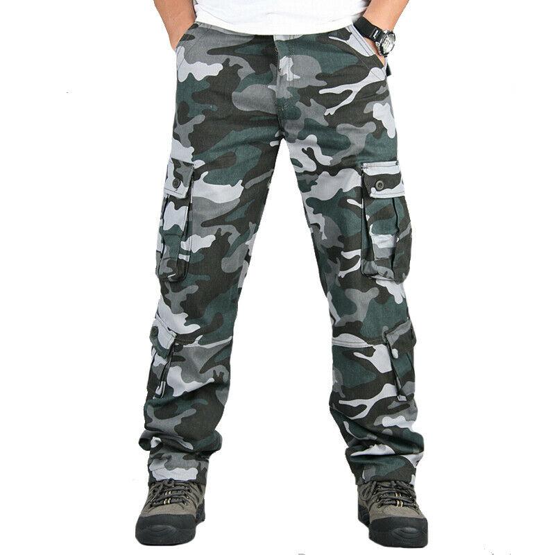 Mens Camouflage Cargo Pants Outdoor Climbing Hiking Jogger Sweatpants Male Casual Trousers