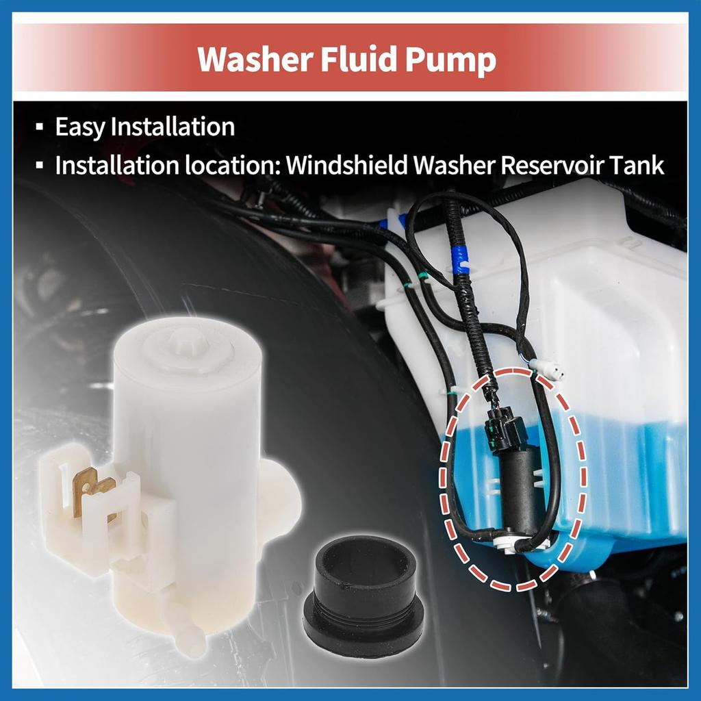 Windshield Washer Pump W/Grommet Windshield Washer Fluid Pump Fit for Honda Civic CR-V for Subaru GL-10 Loyale No.86611AC010 - Pack of 1 Item