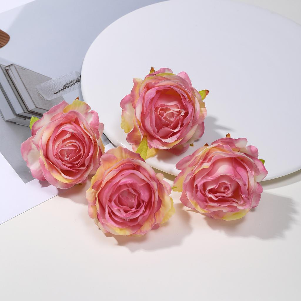 Retro Silk Rose Head Simulation Flower DIY Hair Accessories Material Wedding Flower Wall Decoration Fake Flower