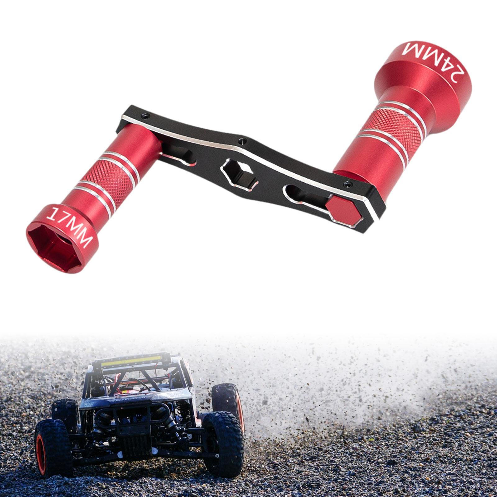 

RC Wheel Nut Wrench 17mm & 24mm Interchangeable Spare Hex Sleeve for 1:8 1: 10 Red