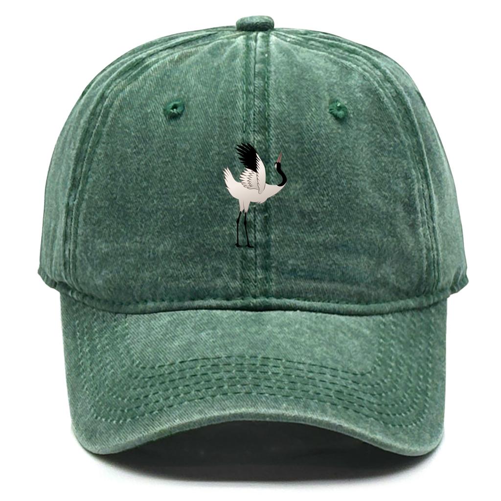 1 Psc Red-crowned Crane Print Adjustable Baseball Cap Dad Hat Simple Solid Color Snapback Sun Hat Ideal Choice For Urban Style
