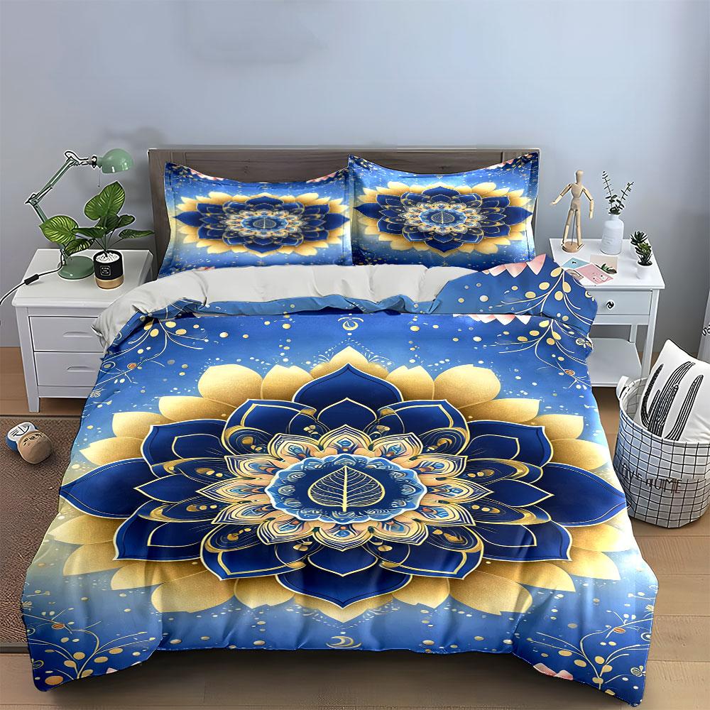 Mandala with Floral Elements. Bedding Sets Duvet Cover Sets Duvet Covers Pillowcases(1 * Duvet Cover 2 * Pillowcases, Without Duvet Insert)